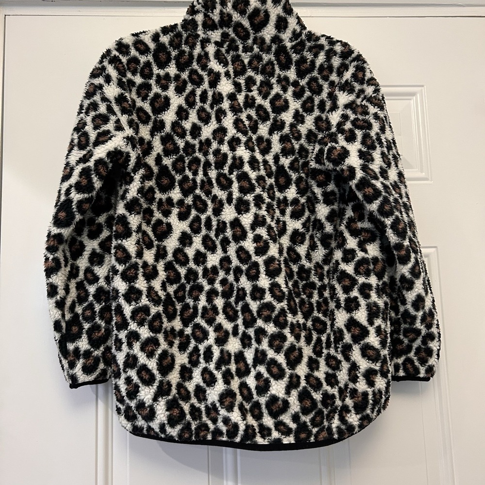 Buc-ees Adult Women Sherpa Fleece Leopard Cheetah‎ Pullover 1/4 Zip Jacket Small - Picture 2 of 10